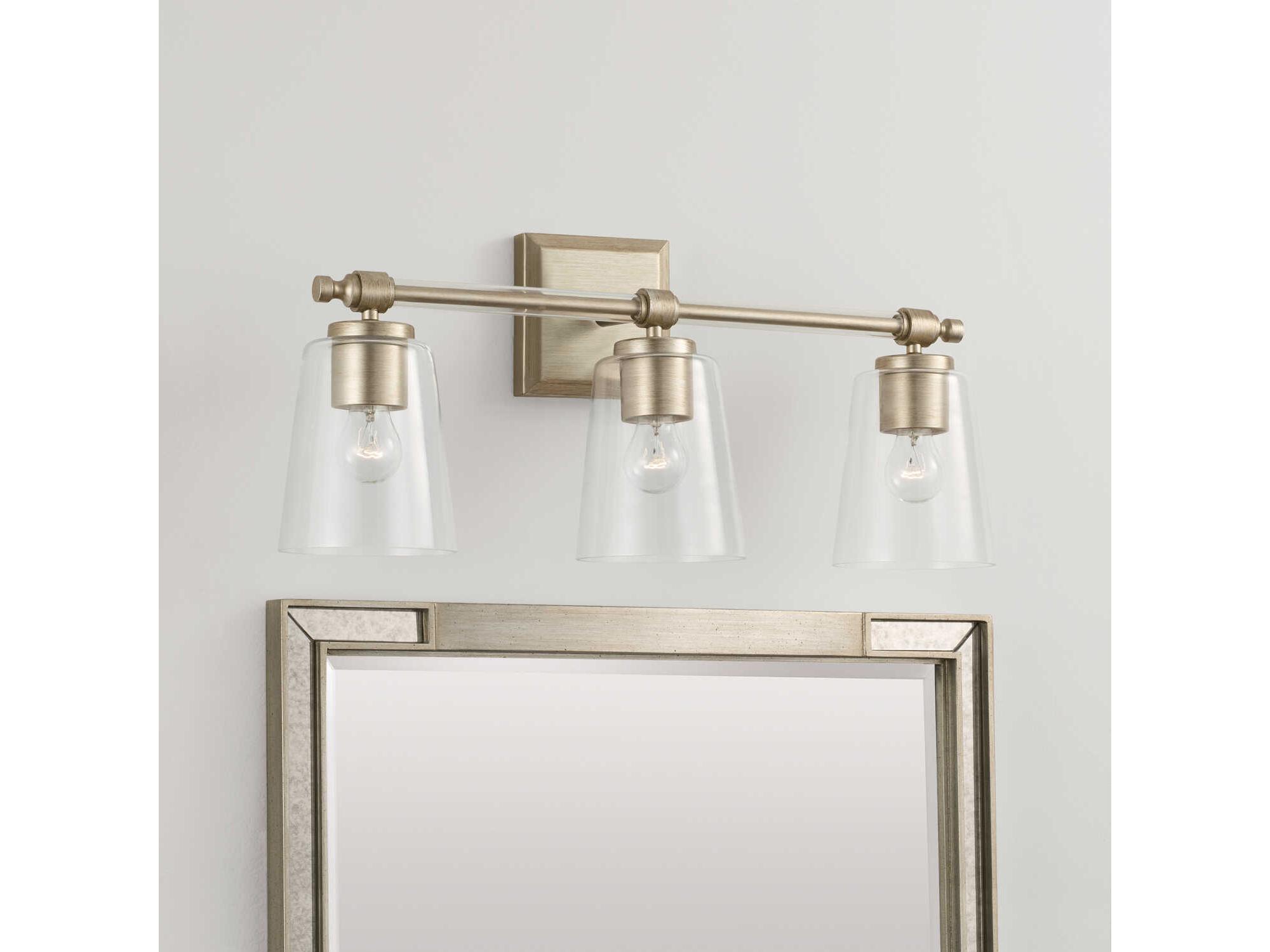 Capital Lighting Breigh 3-Light Brushed Champagne Brass Glass Vanity Light