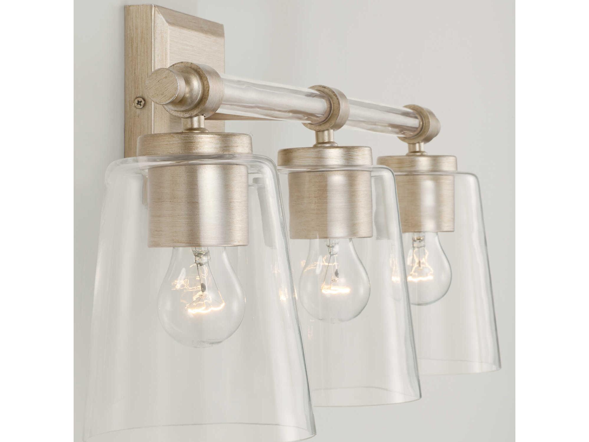 Capital Lighting Breigh 3-Light Brushed Champagne Brass Glass Vanity Light