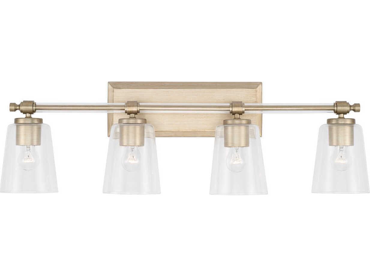 Capital Lighting Breigh 4-Light Brushed Champagne Brass Glass Vanity Light