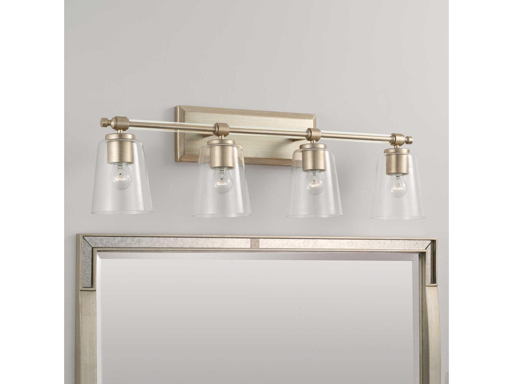 Capital Lighting Breigh 4-Light Brushed Champagne Brass Glass Vanity Light