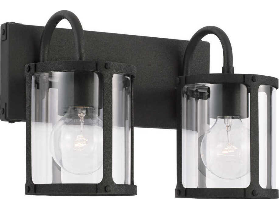 Capital Lighting Brennen 2-Light Black Iron Glass Vanity Light