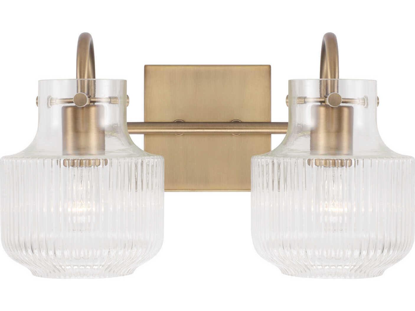 Capital Lighting Nyla 2-Light Aged Brass Glass Vanity Light
