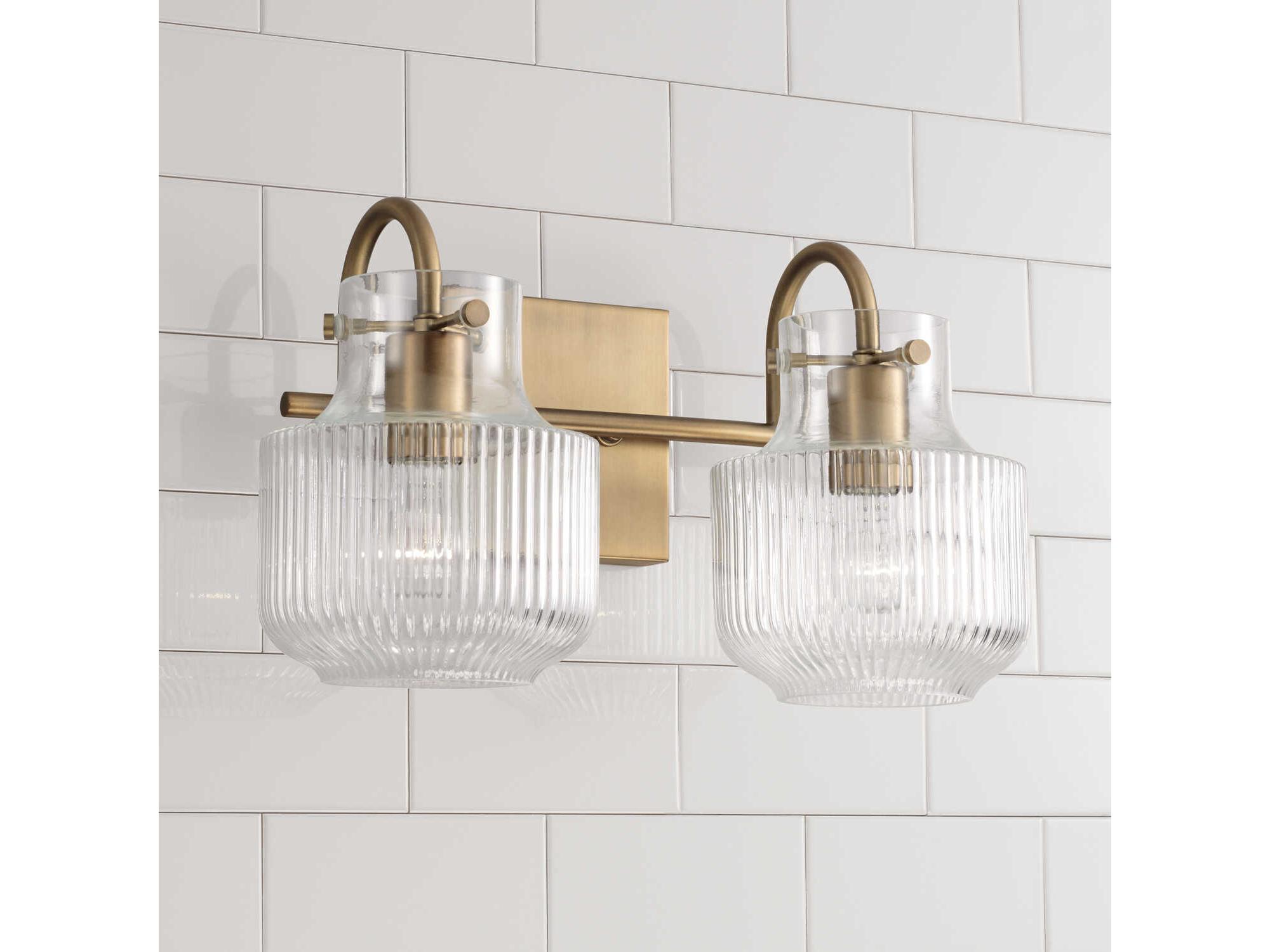 Capital Lighting Nyla 2-Light Aged Brass Glass Vanity Light