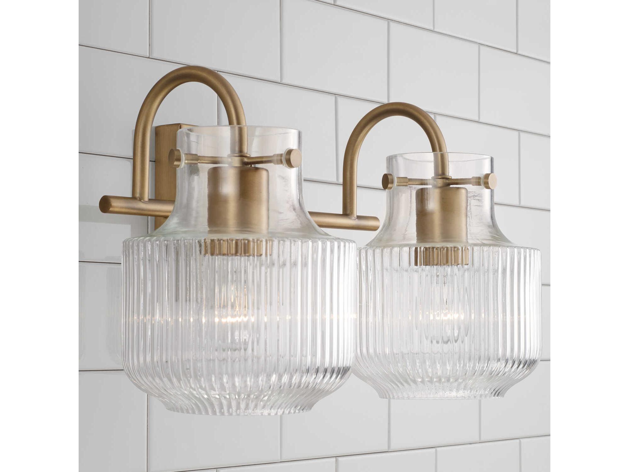 Capital Lighting Nyla 2-Light Aged Brass Glass Vanity Light
