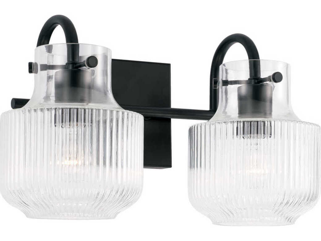 Capital Lighting Nyla 2-Light Matte Black Glass Vanity Light