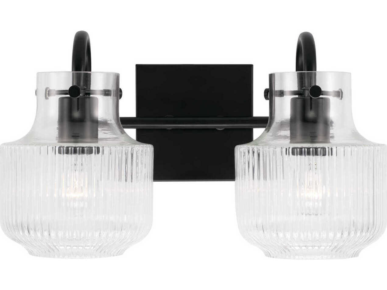 Capital Lighting Nyla 2-Light Matte Black Glass Vanity Light