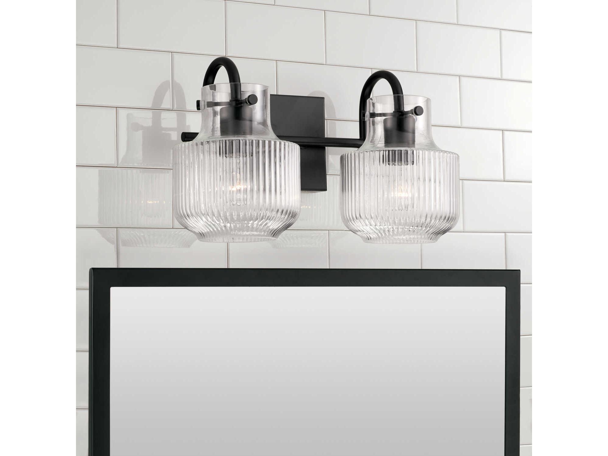 Capital Lighting Nyla 2-Light Matte Black Glass Vanity Light