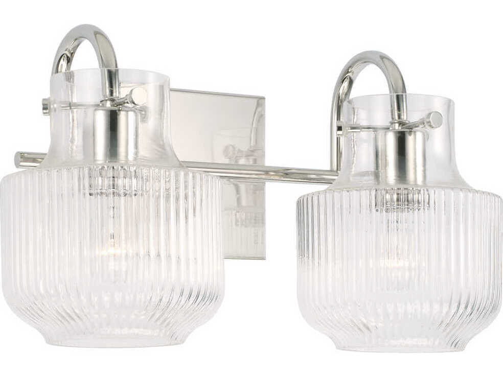 Capital Lighting Nyla 2-Light Polished Nickel Glass Vanity Light