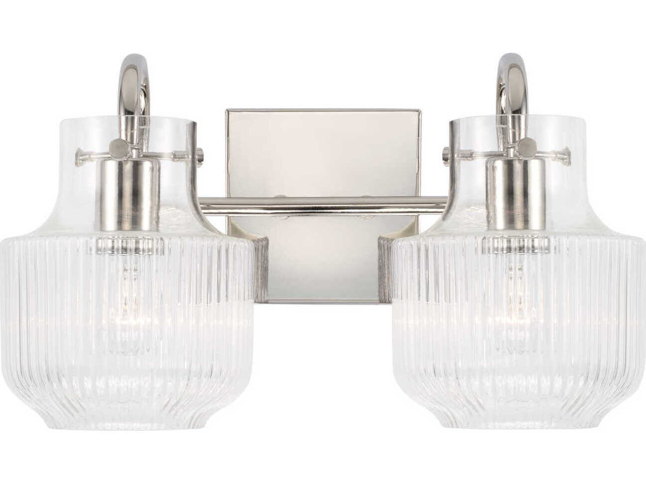 Capital Lighting Nyla 2-Light Polished Nickel Glass Vanity Light