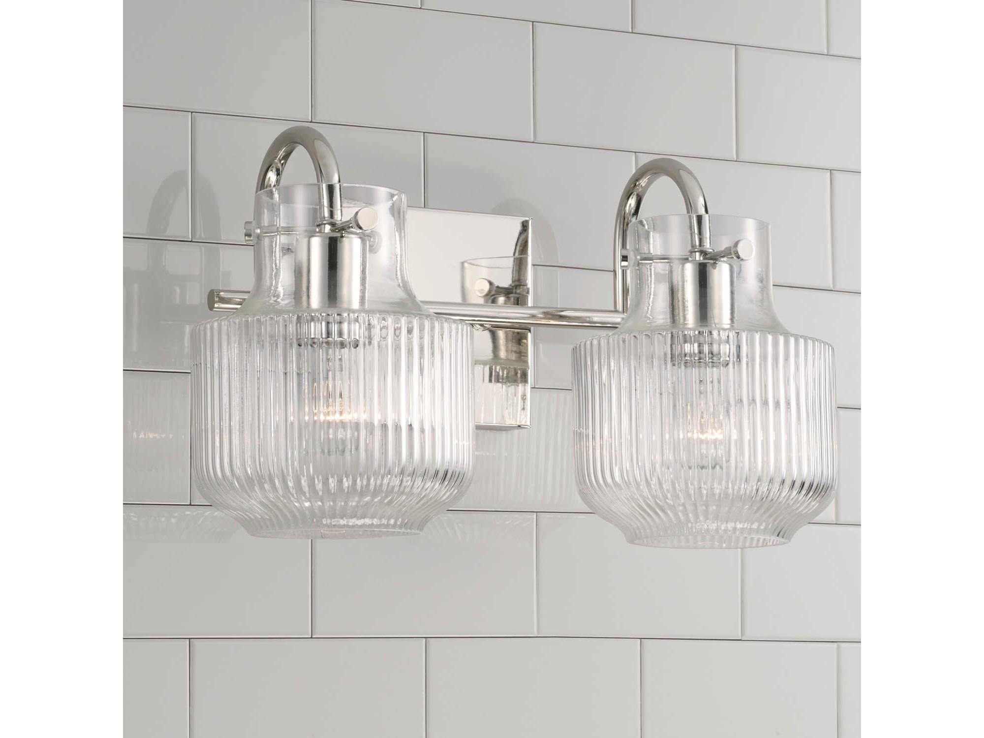 Capital Lighting Nyla 2-Light Polished Nickel Glass Vanity Light