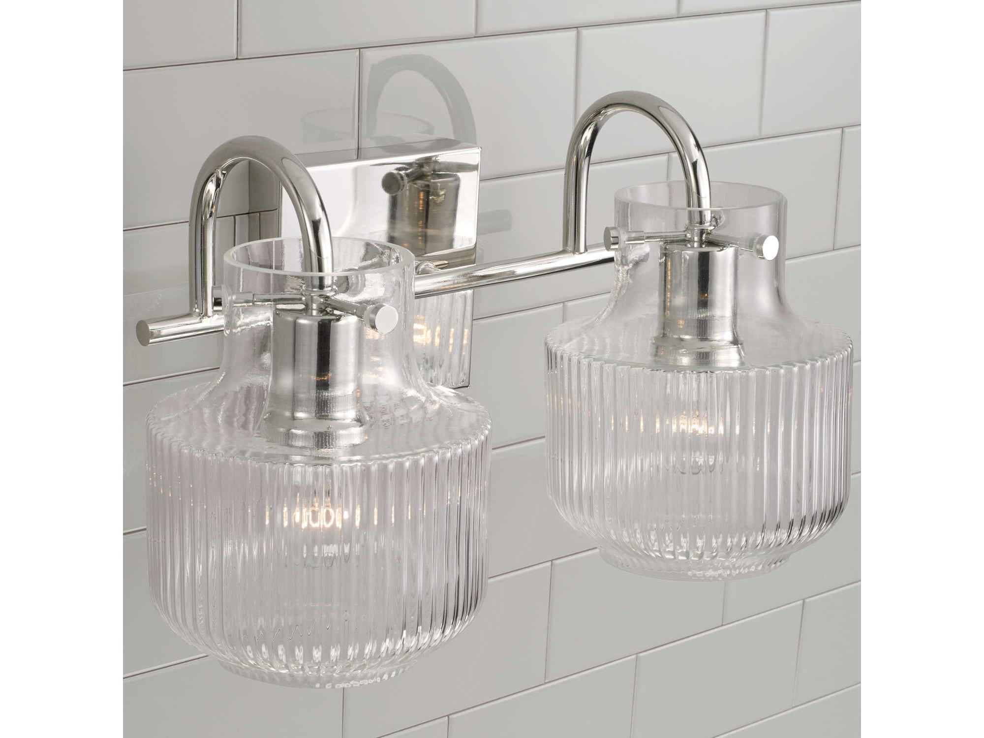 Capital Lighting Nyla 2-Light Polished Nickel Glass Vanity Light