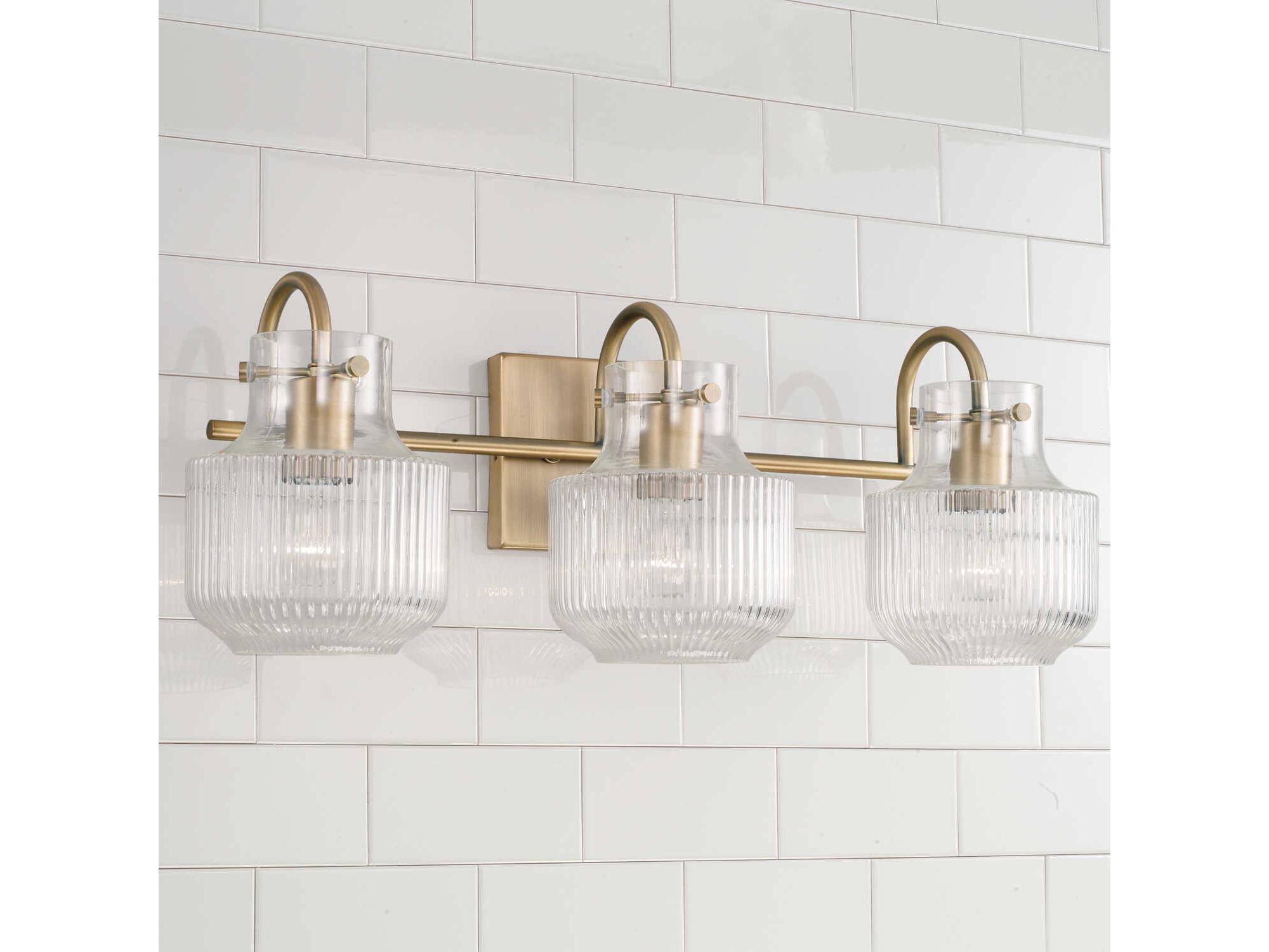 Capital Lighting Nyla 3-Light Aged Brass Glass Vanity Light