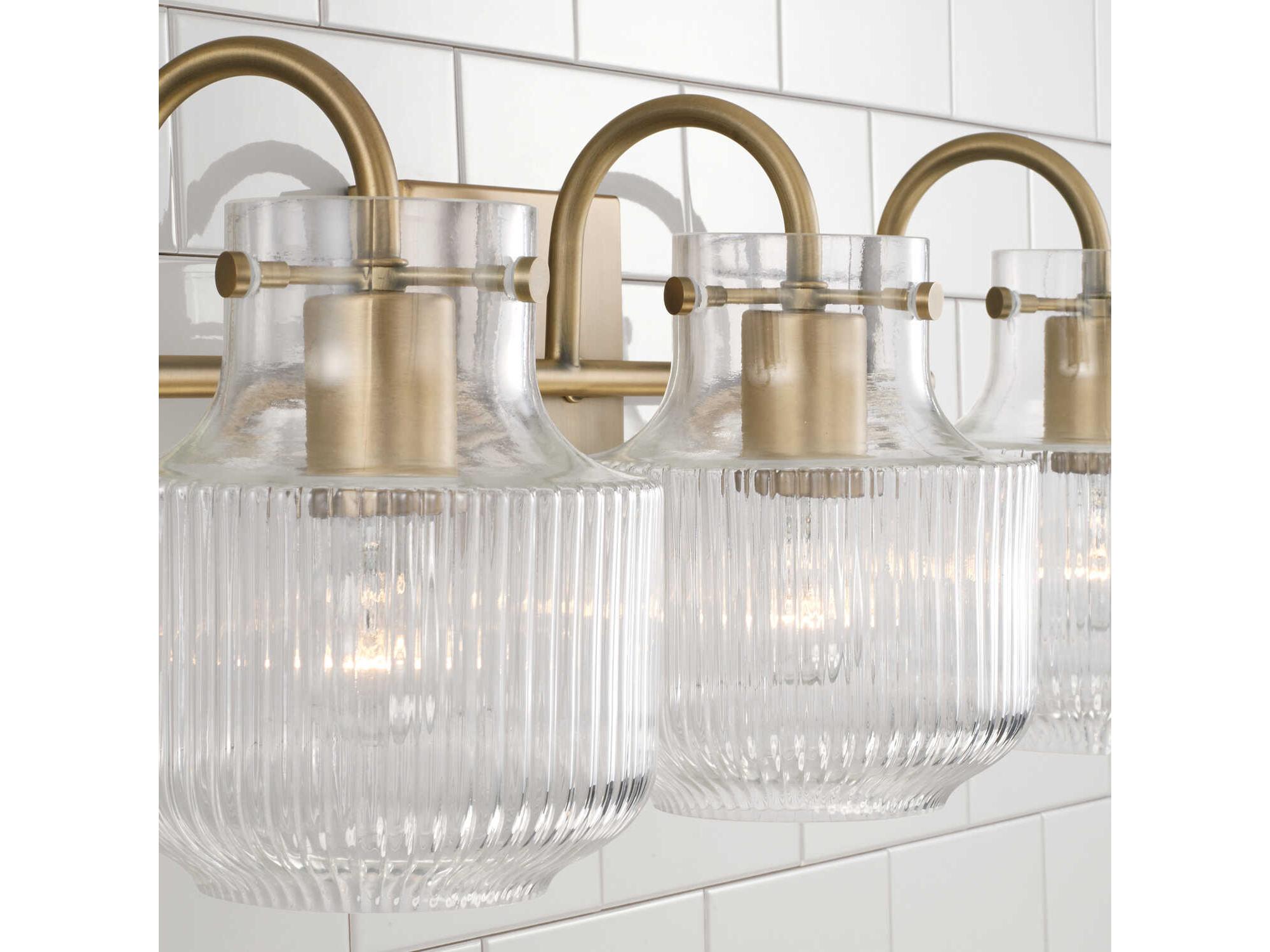Capital Lighting Nyla 3-Light Aged Brass Glass Vanity Light