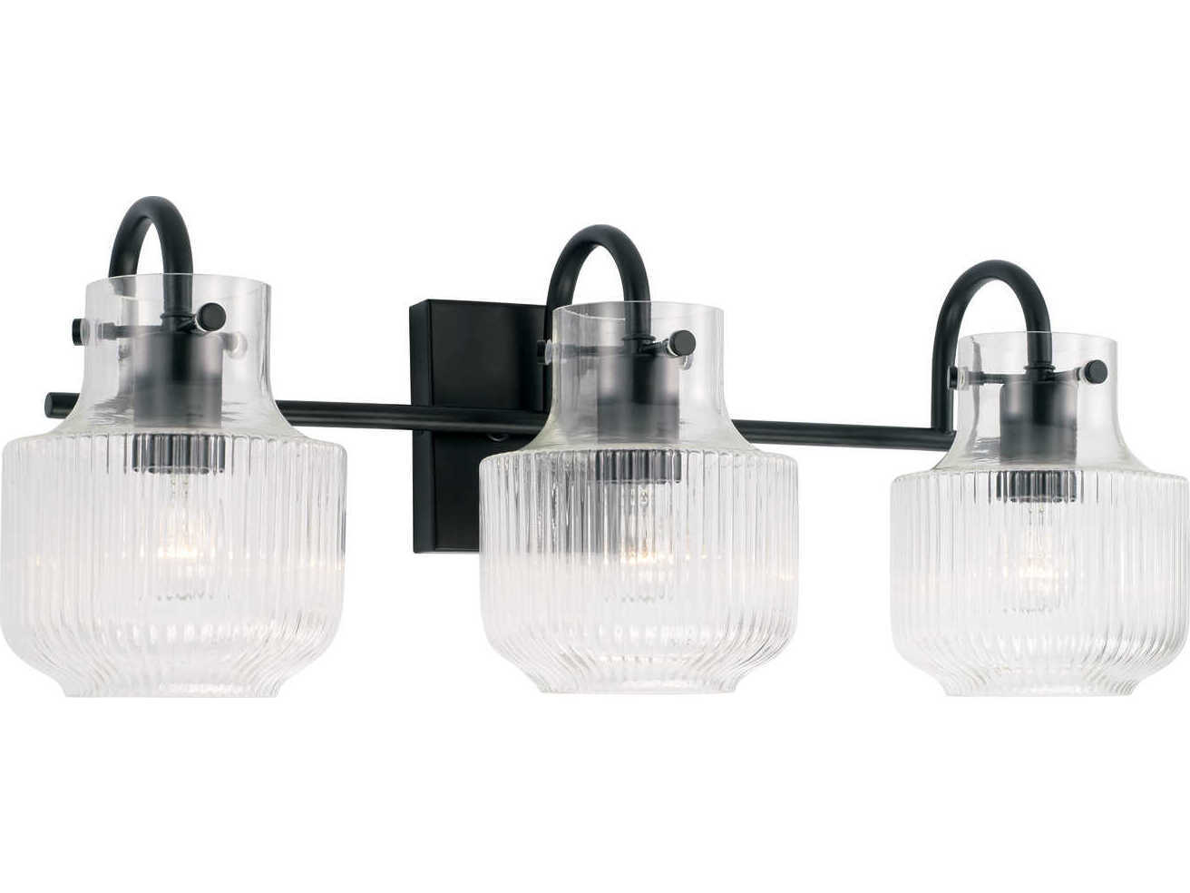 Capital Lighting Nyla 3-Light Matte Black Glass Vanity Light