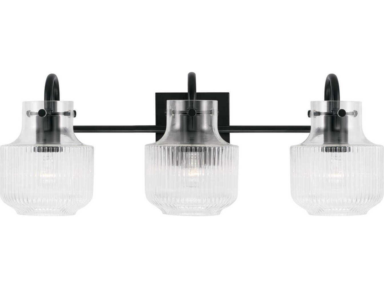 Capital Lighting Nyla 3-Light Matte Black Glass Vanity Light