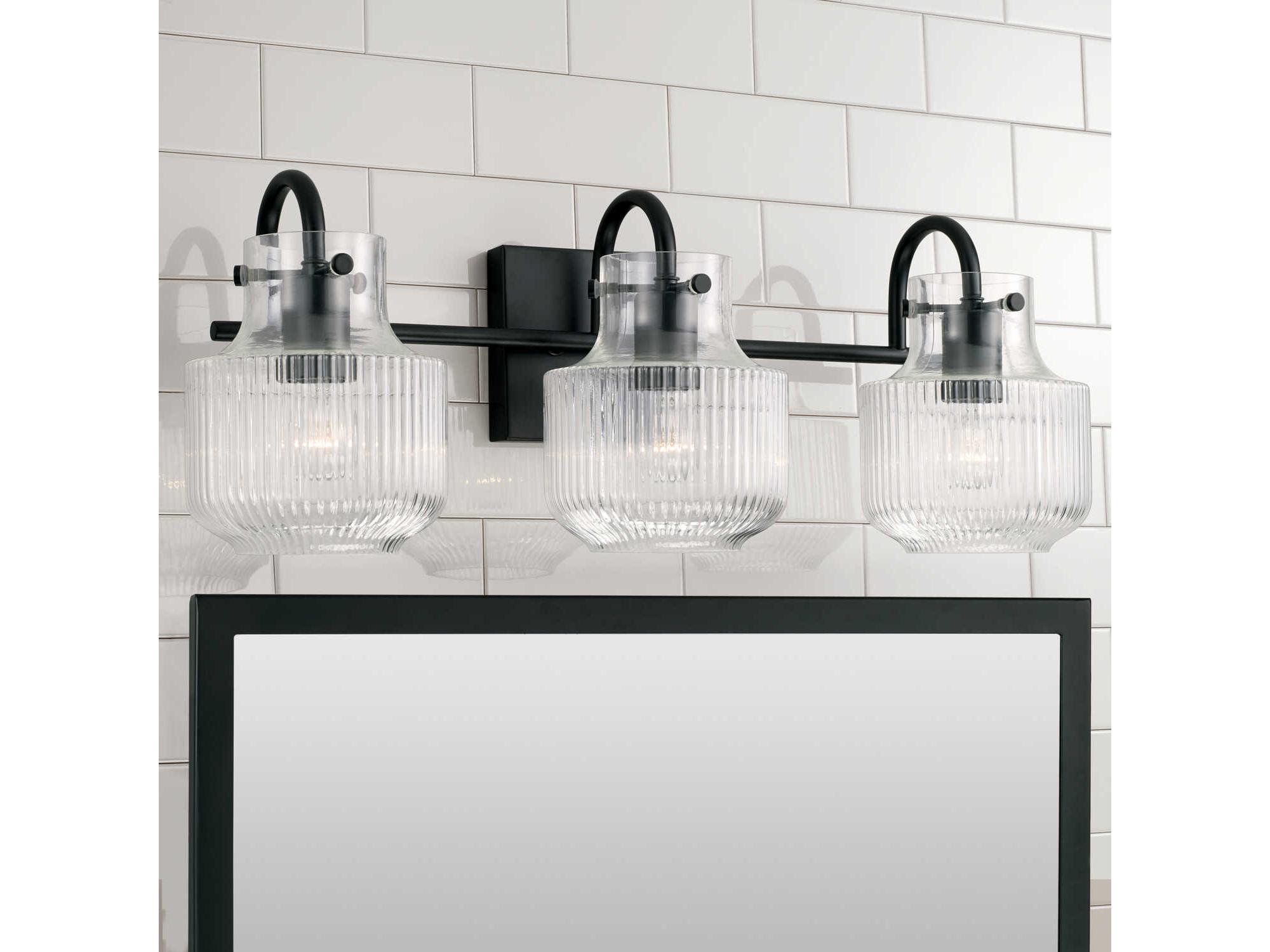 Capital Lighting Nyla 3-Light Matte Black Glass Vanity Light
