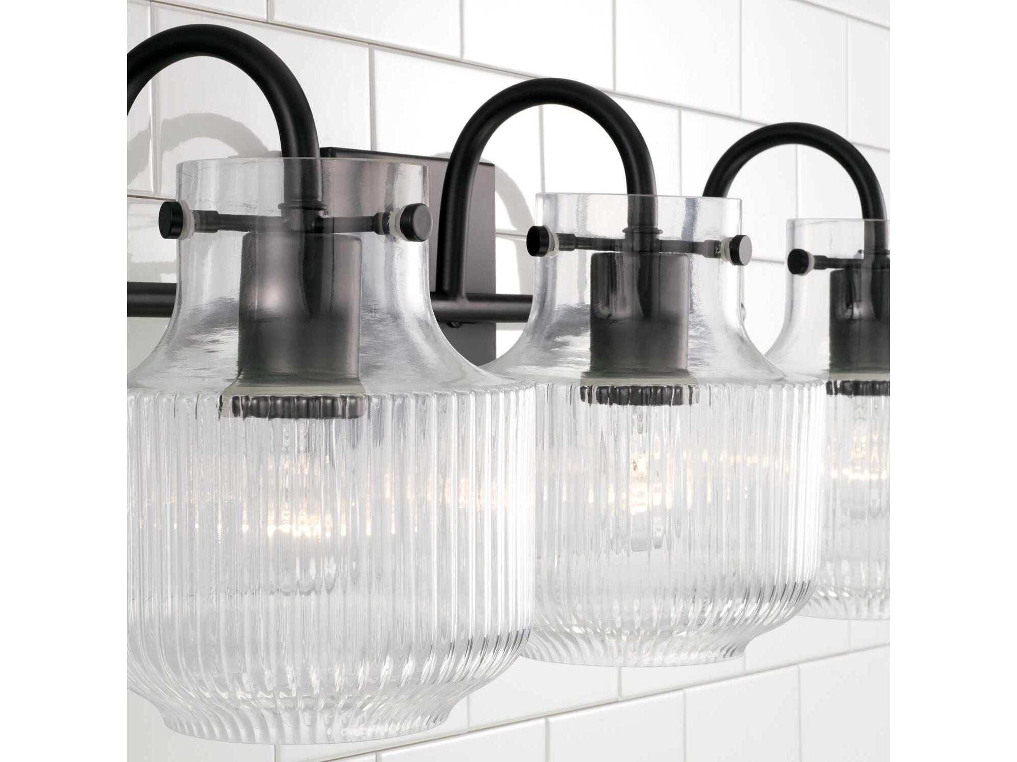 Capital Lighting Nyla 3-Light Matte Black Glass Vanity Light
