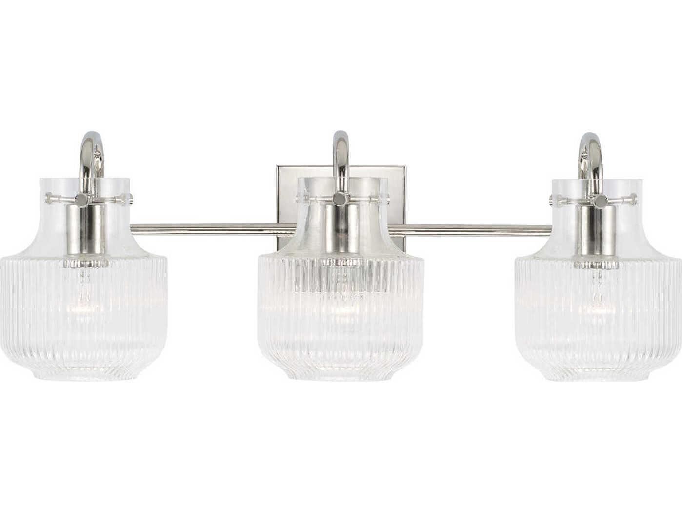 Capital Lighting Nyla 3-Light Polished Nickel Glass Vanity Light