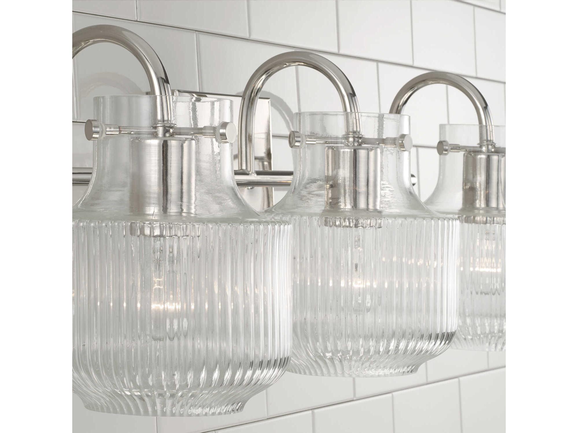 Capital Lighting Nyla 3-Light Polished Nickel Glass Vanity Light