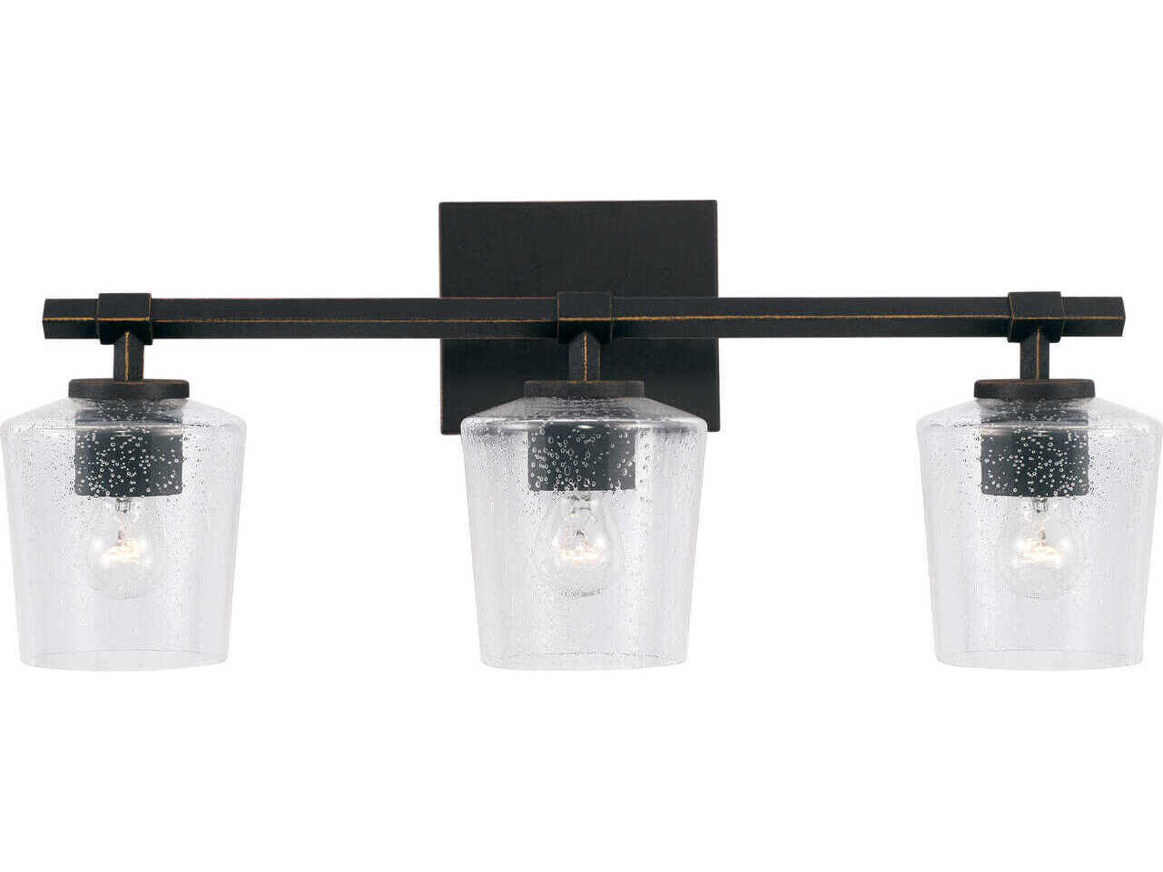 Capital Lighting Ogden 3-Light Brushed Black Iron Glass Vanity Light