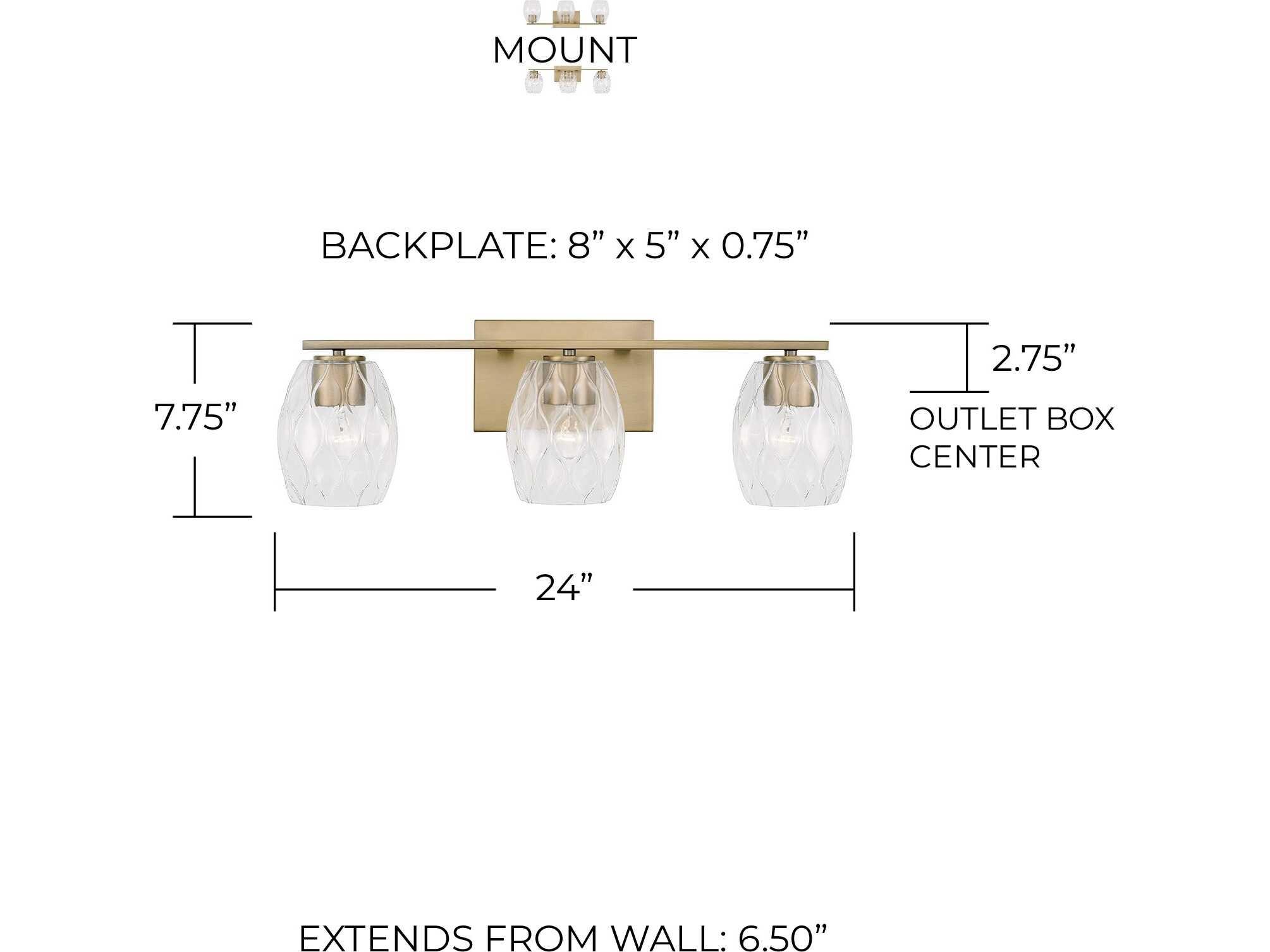 Capital Lighting Lucas 3-Light Aged Brass Glass Vanity Light