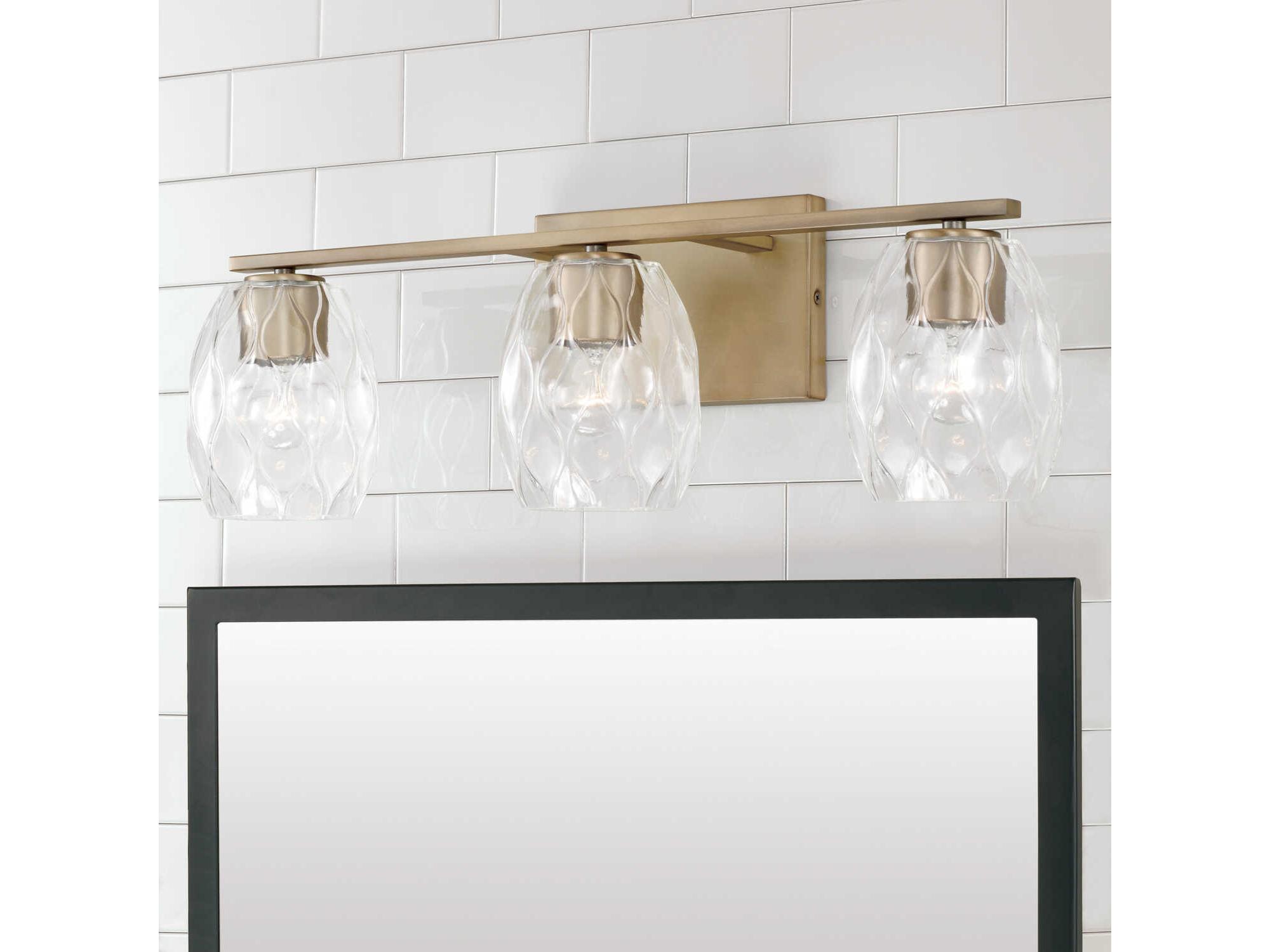 Capital Lighting Lucas 3-Light Aged Brass Glass Vanity Light