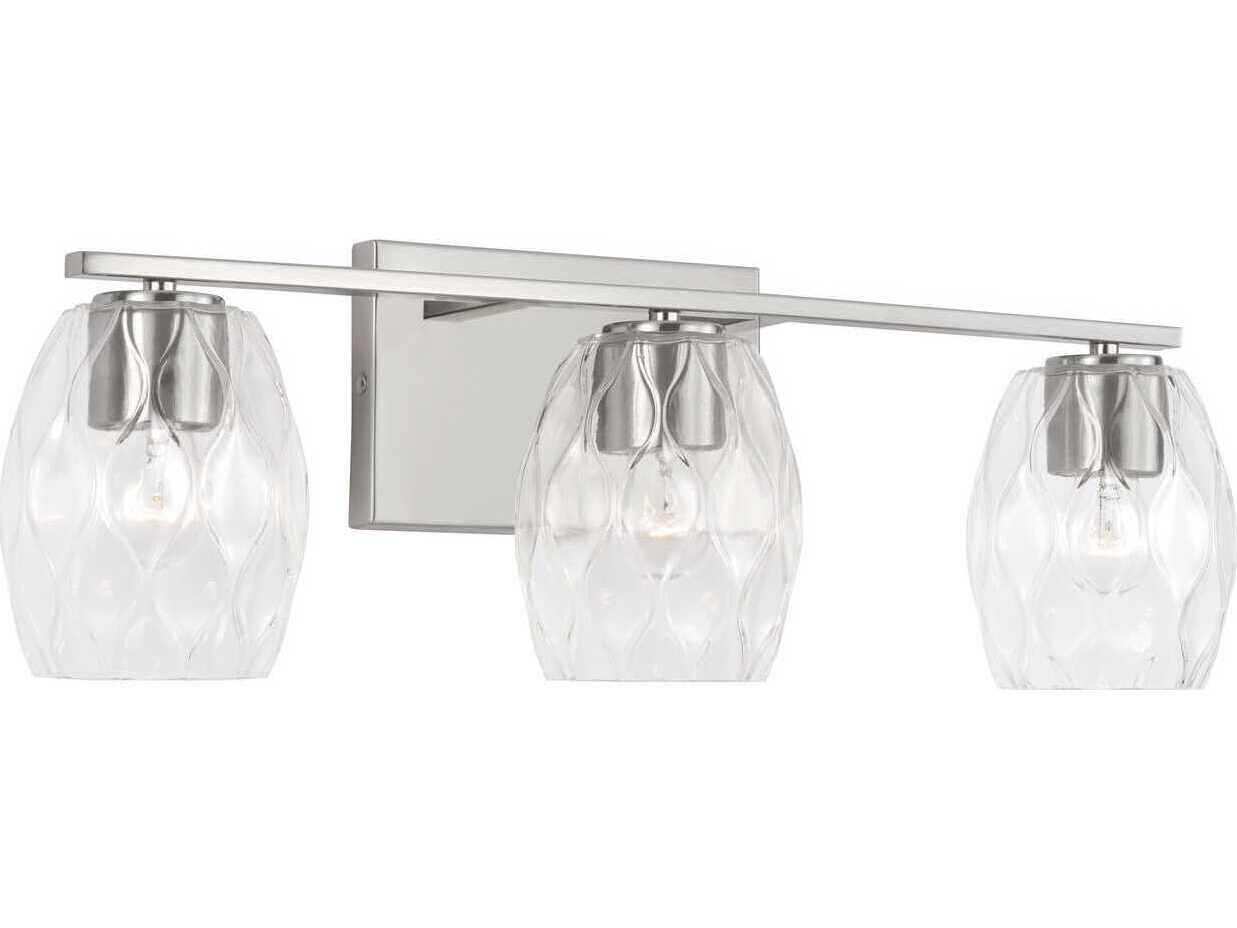 Capital Lighting Lucas 3-Light Brushed Nickel Glass Vanity Light