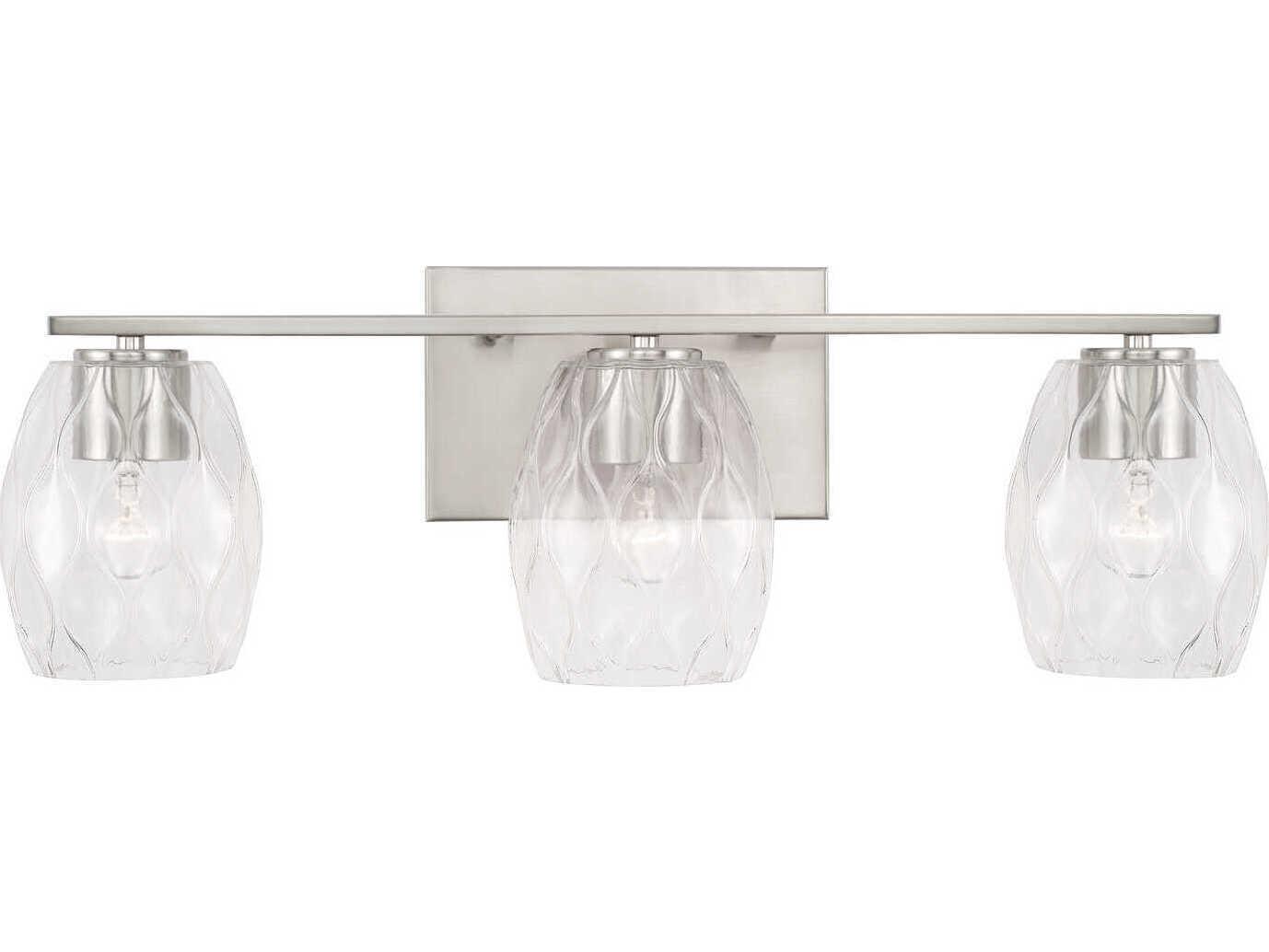 Capital Lighting Lucas 3-Light Brushed Nickel Glass Vanity Light