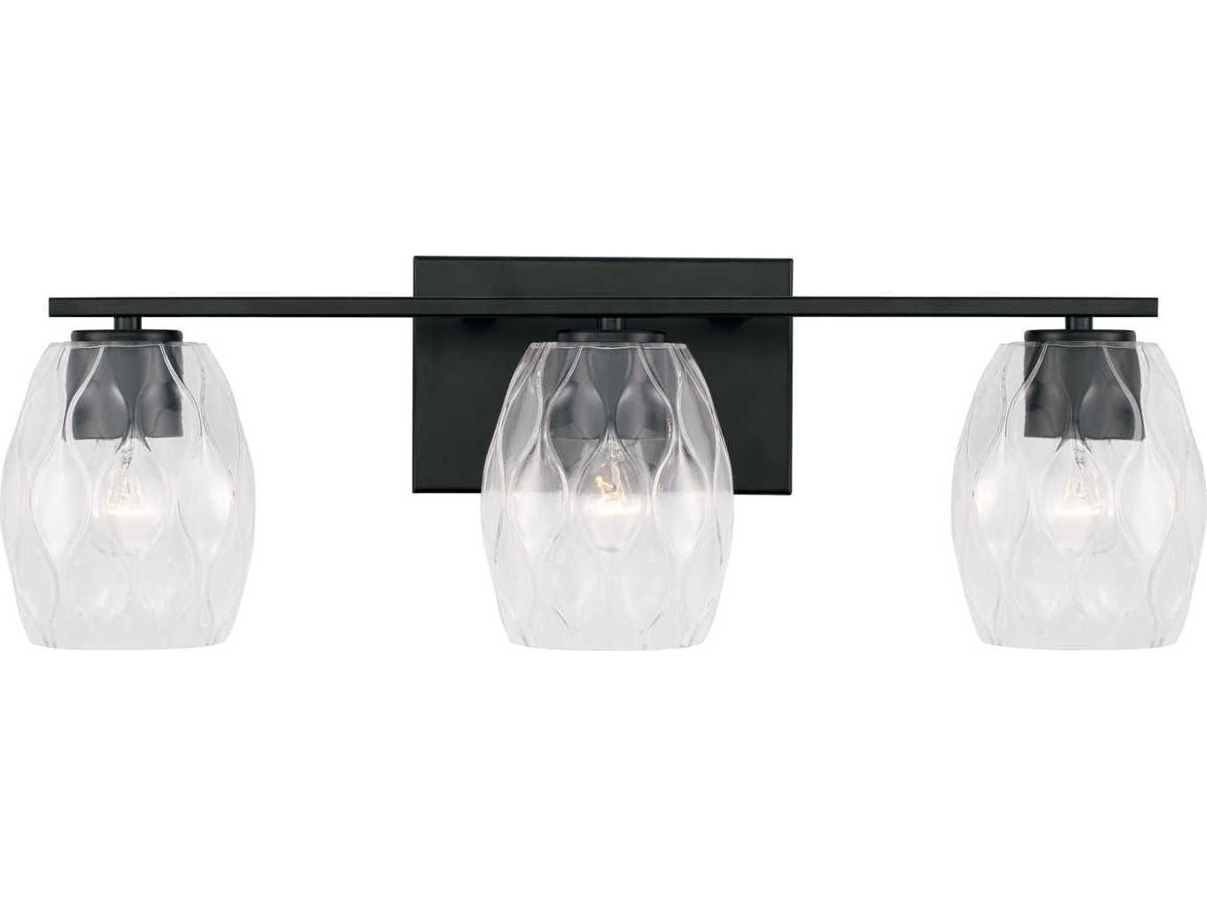 Capital Lighting Lucas 3-Light Matte Black Glass Vanity Light