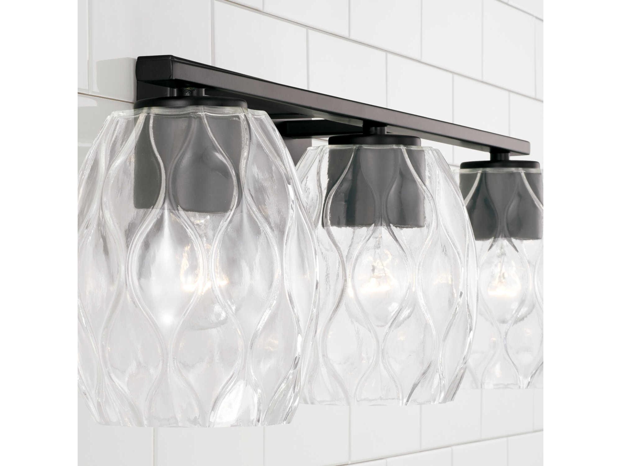 Capital Lighting Lucas 3-Light Matte Black Glass Vanity Light