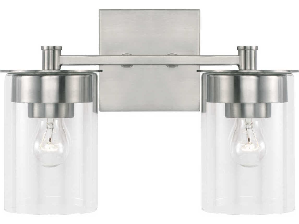 Capital Lighting Mason 2-Light Brushed Nickel Glass Vanity Light