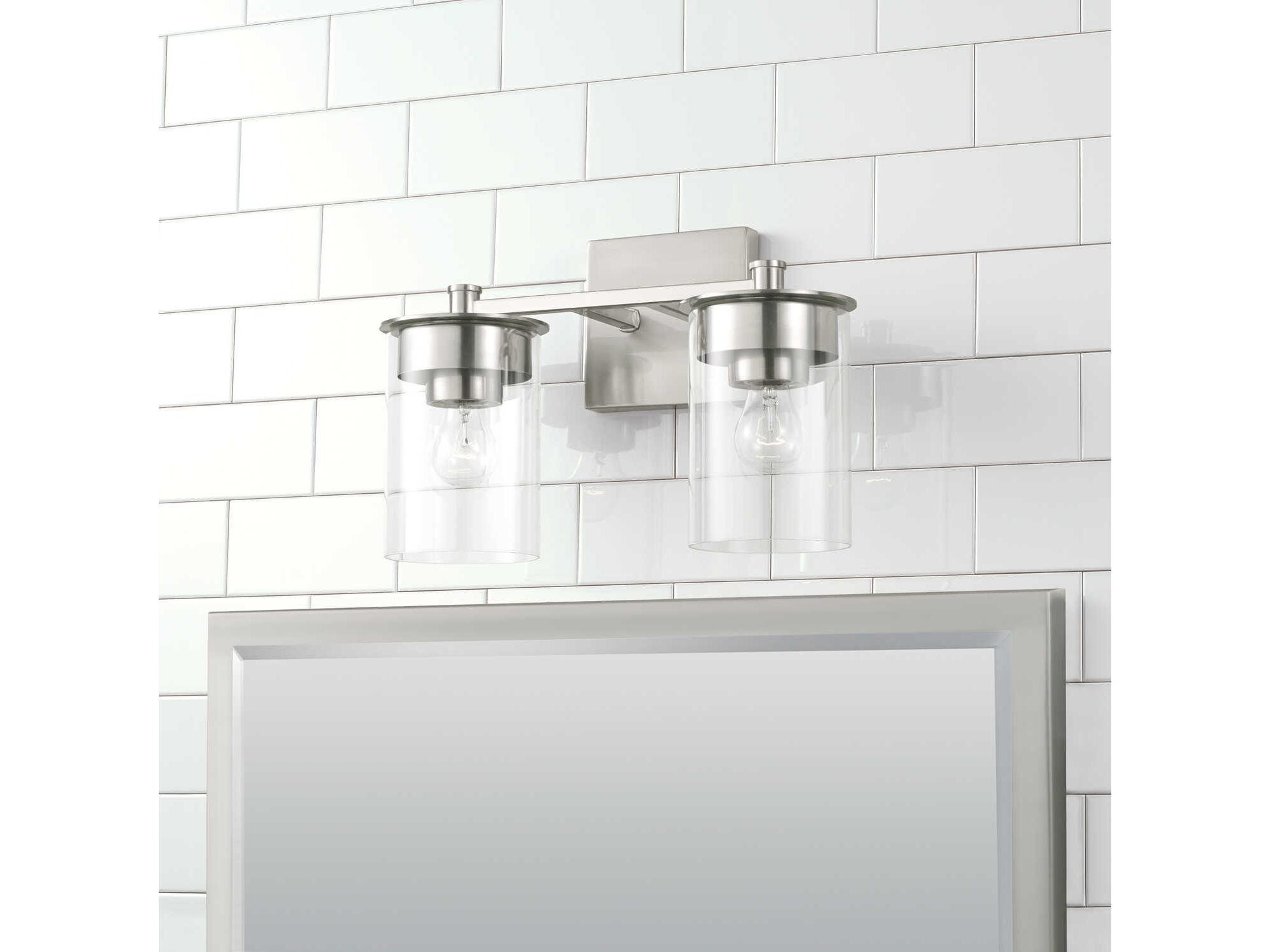 Capital Lighting Mason 2-Light Brushed Nickel Glass Vanity Light