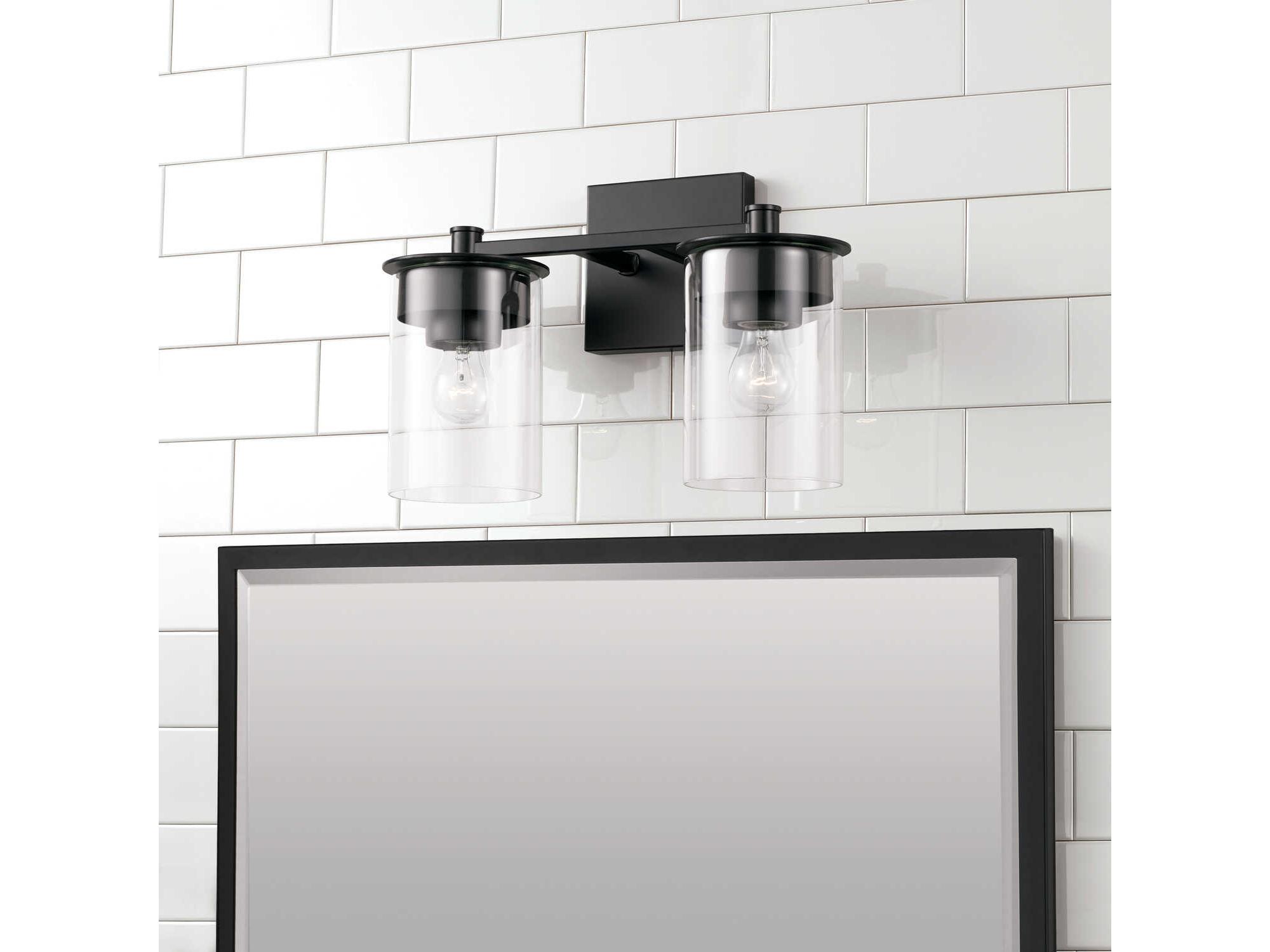 Capital Lighting Mason 2-Light Matte Black Glass Vanity Light