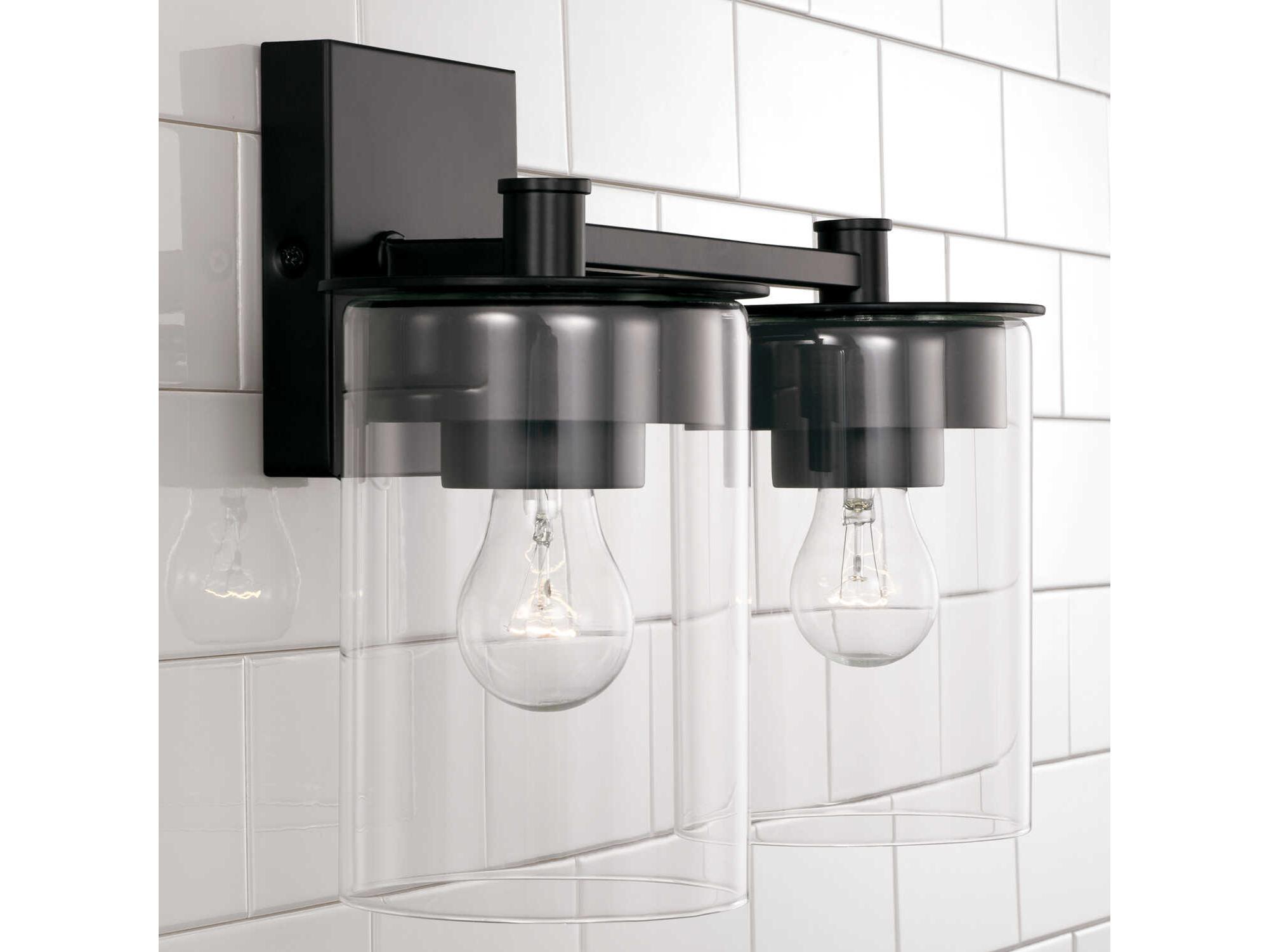Capital Lighting Mason 2-Light Matte Black Glass Vanity Light