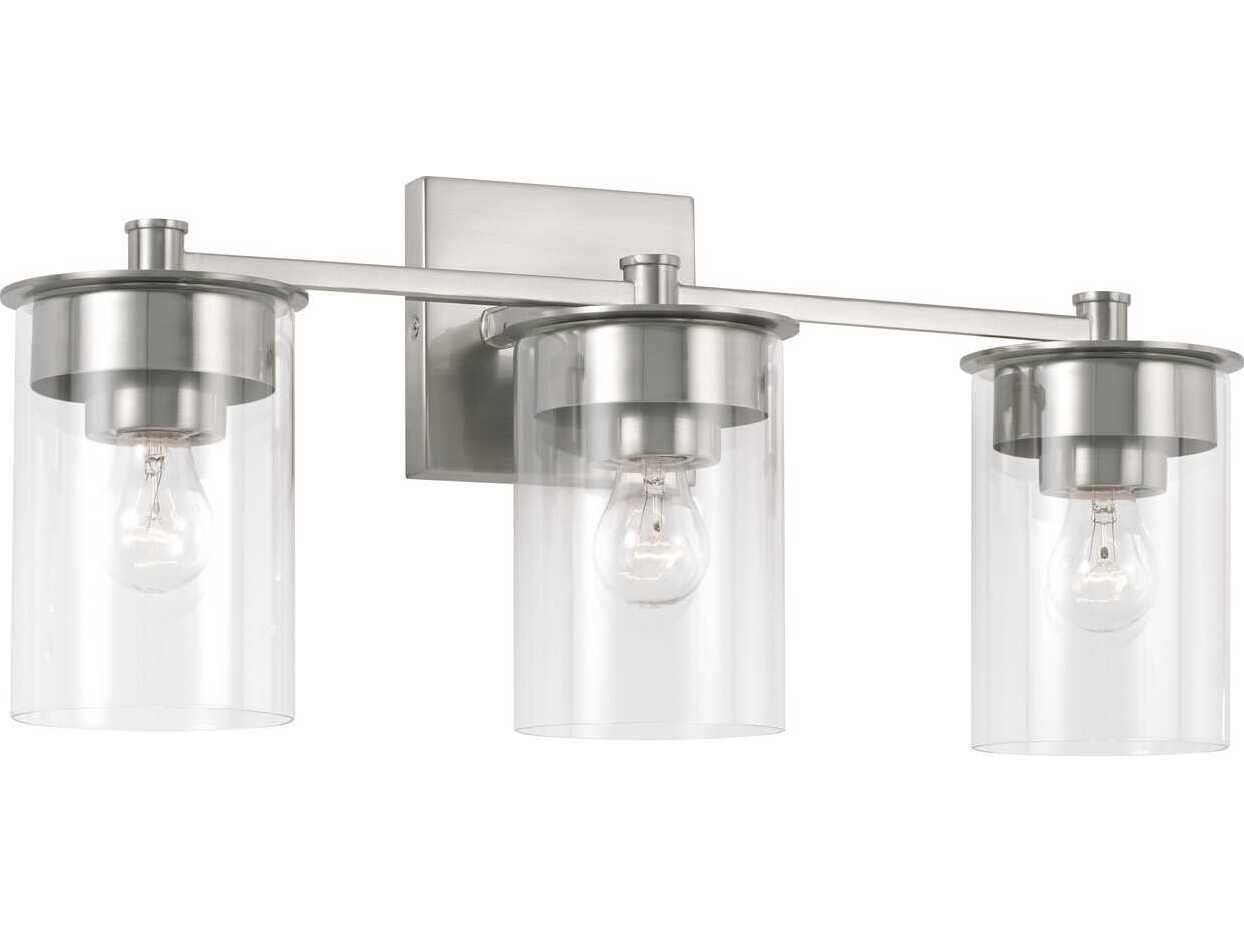 Capital Lighting Mason 3-Light Brushed Nickel Glass Vanity Light
