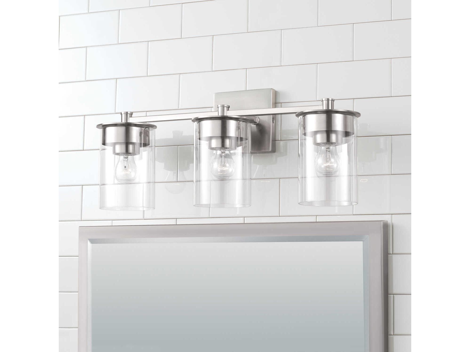 Capital Lighting Mason 3-Light Brushed Nickel Glass Vanity Light