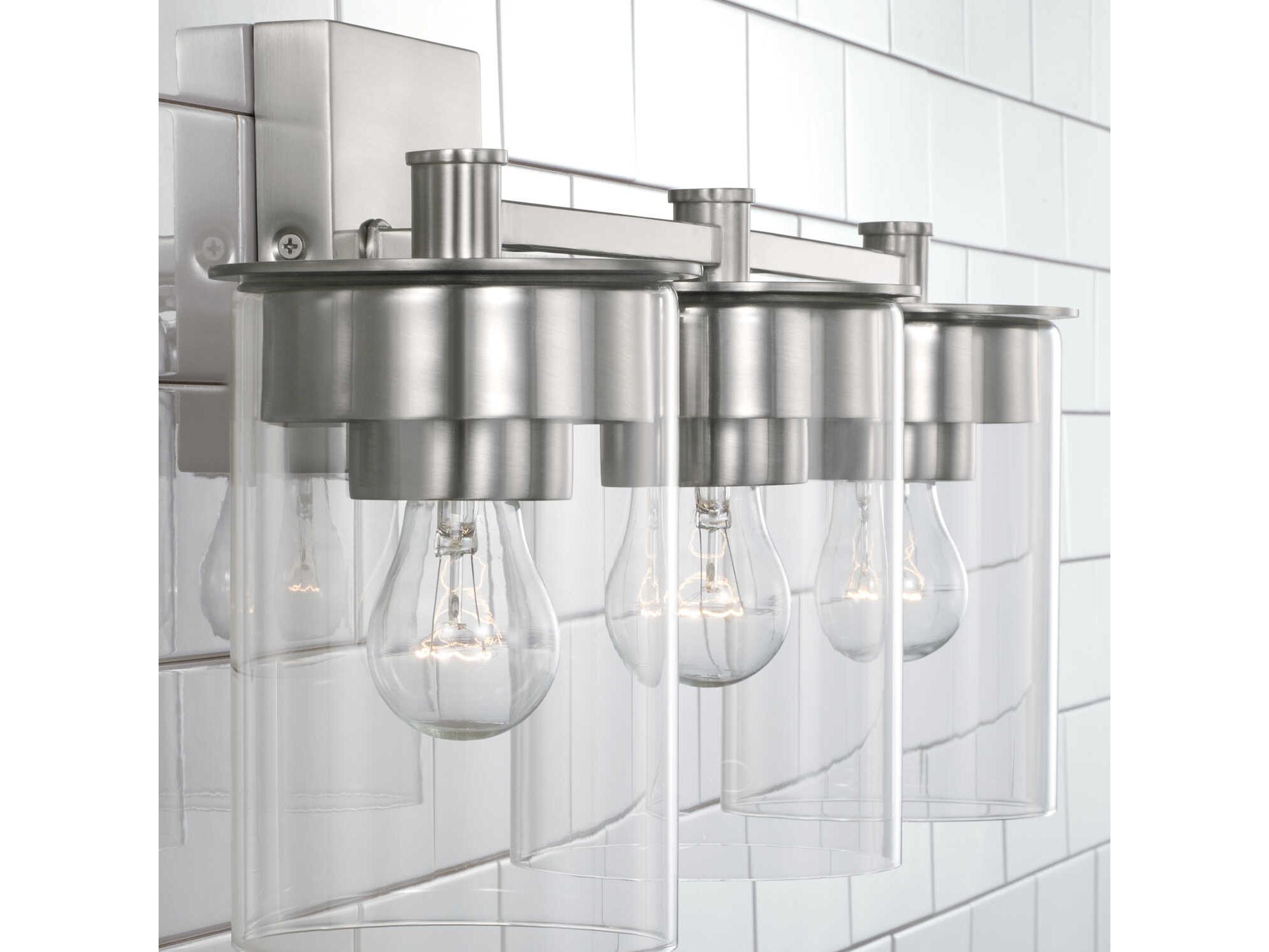 Capital Lighting Mason 3-Light Brushed Nickel Glass Vanity Light