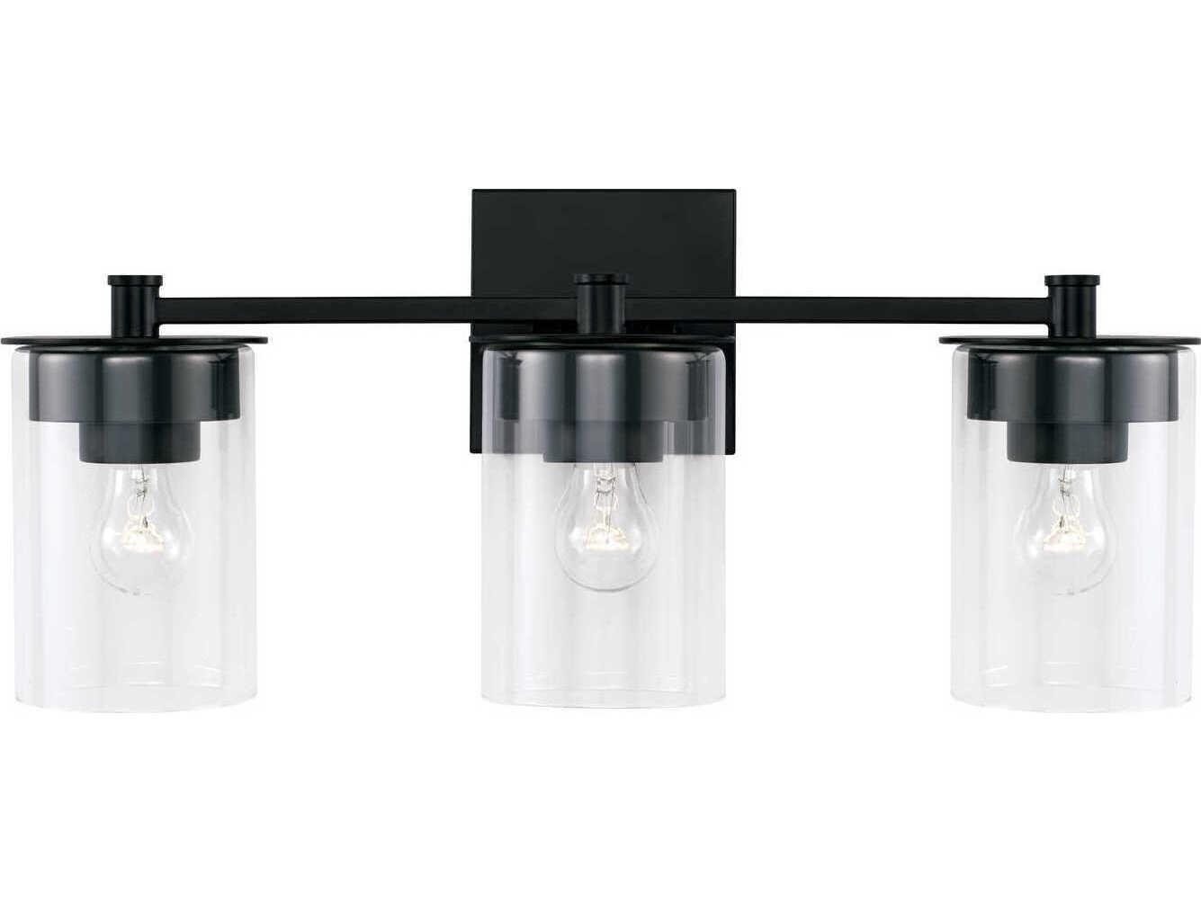 Capital Lighting Mason 3-Light Matte Black Glass Vanity Light
