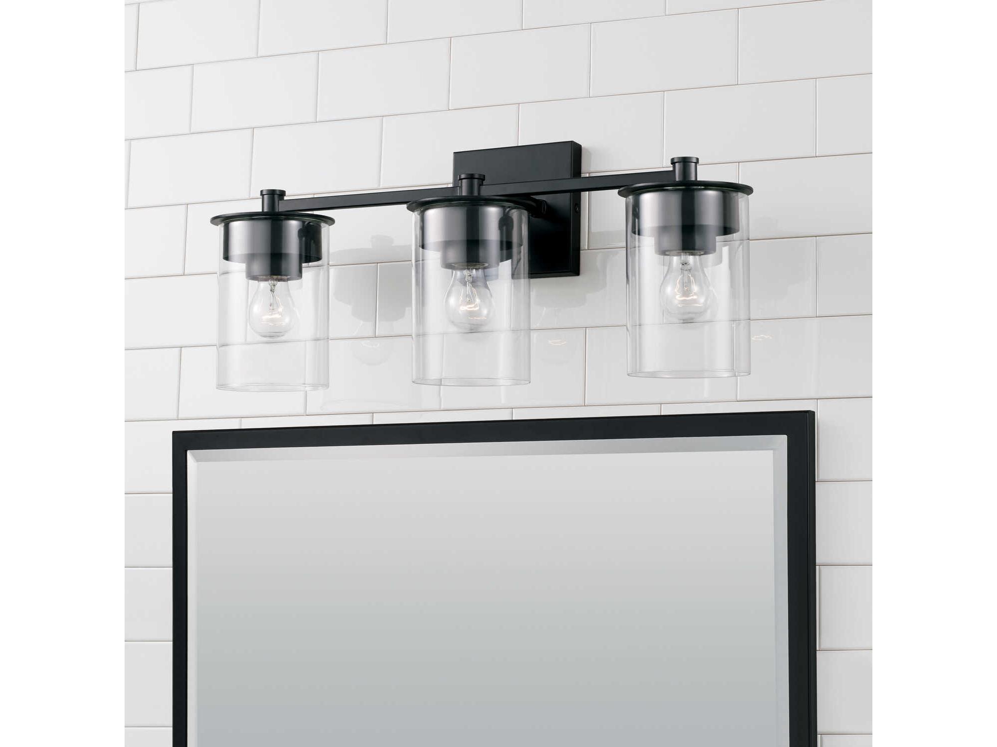 Capital Lighting Mason 3-Light Matte Black Glass Vanity Light