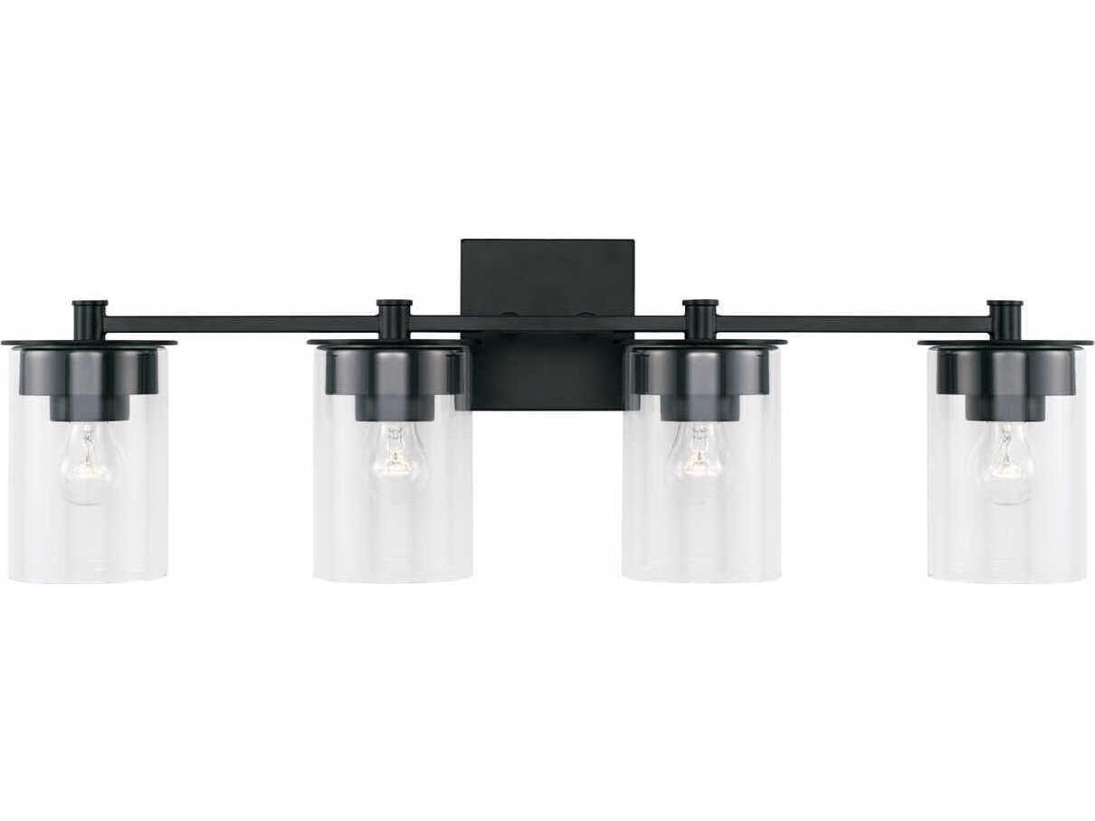 Capital Lighting Mason 4-Light Matte Black Glass Vanity Light
