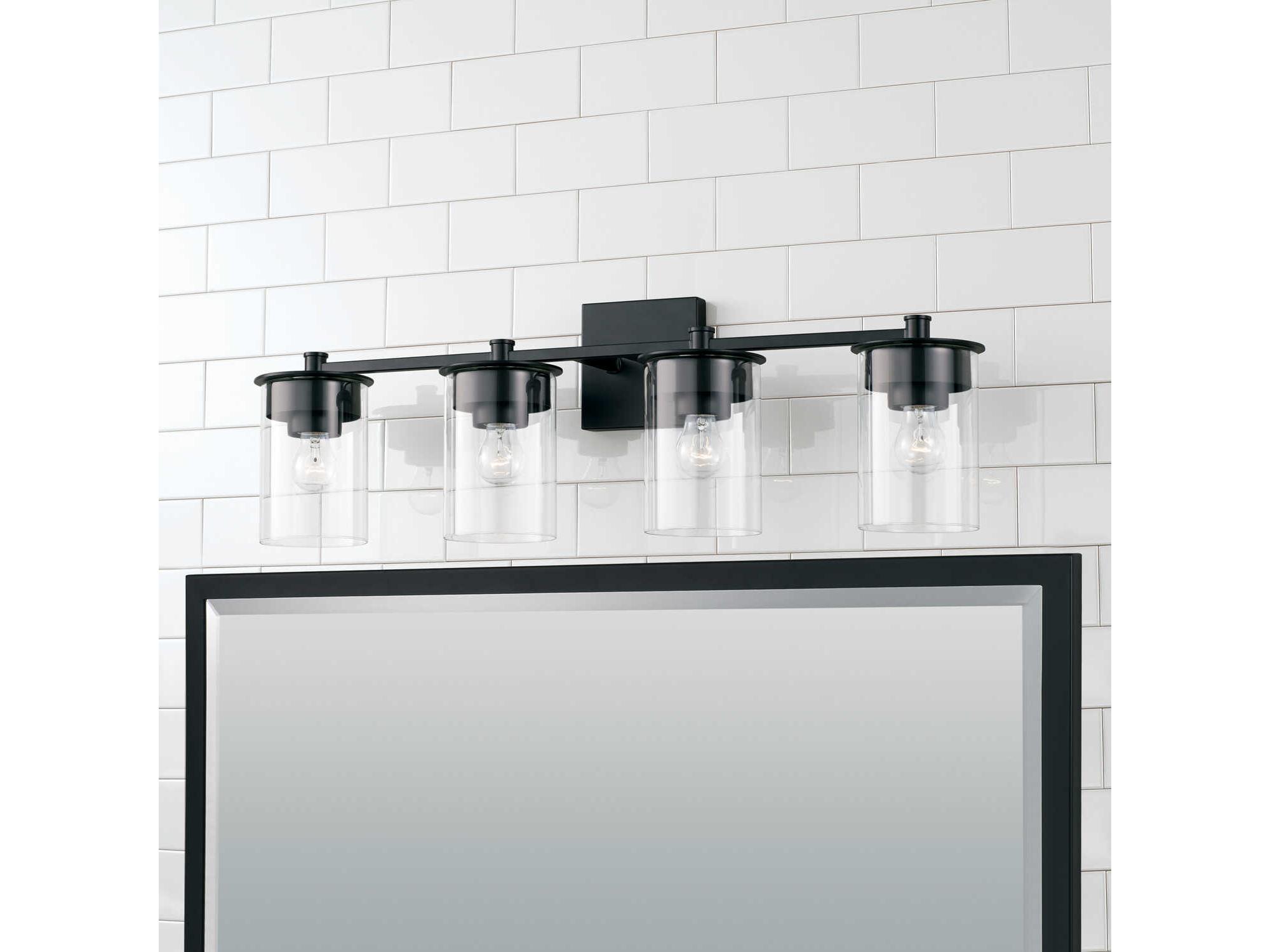 Capital Lighting Mason 4-Light Matte Black Glass Vanity Light