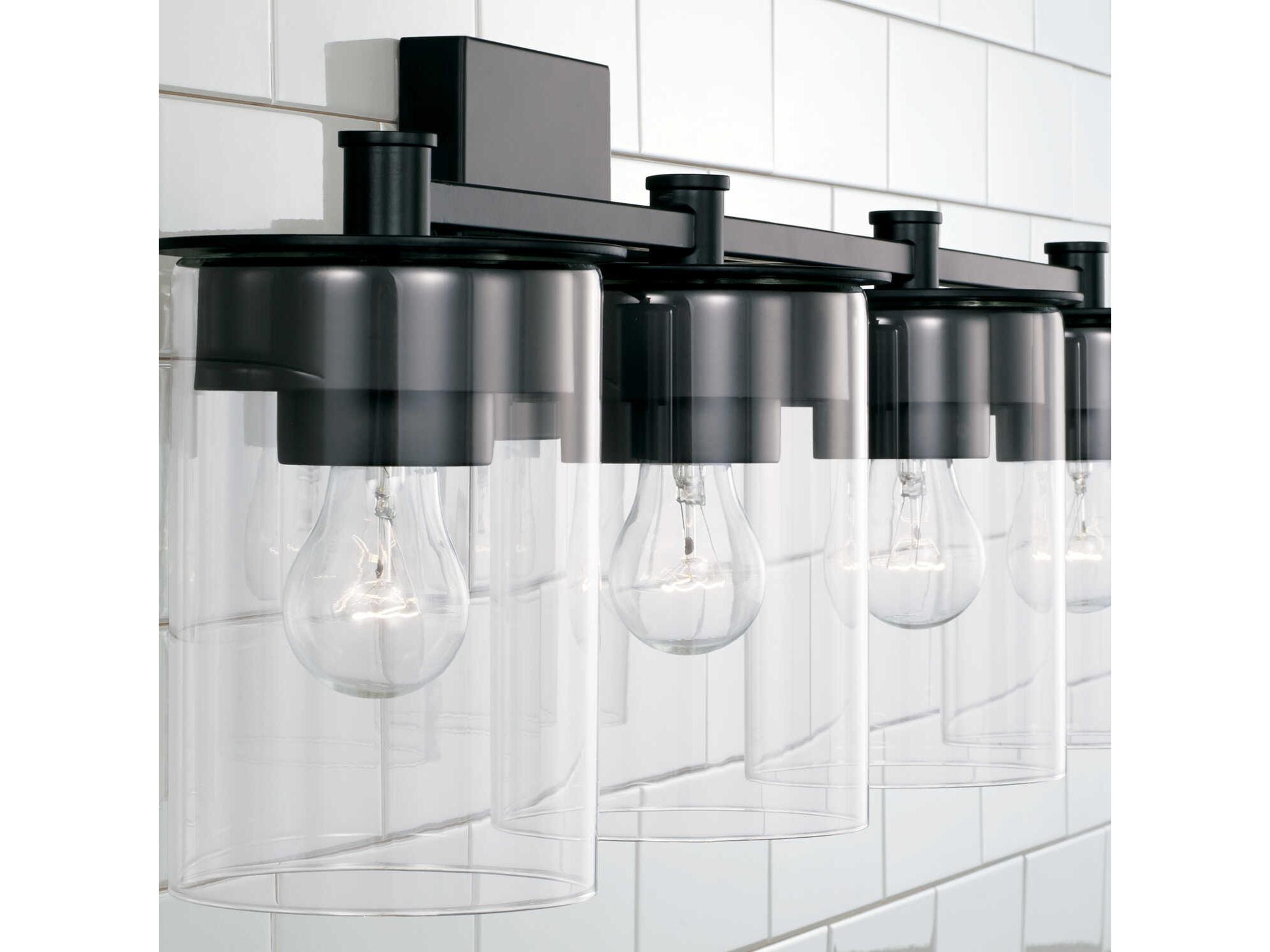 Capital Lighting Mason 4-Light Matte Black Glass Vanity Light