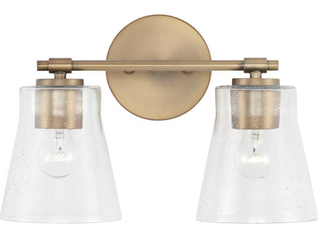 Capital Lighting Baker 2-Light Aged Brass Glass Vanity Light
