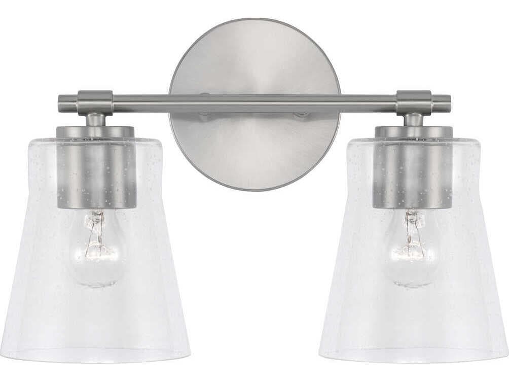 Capital Lighting Baker 2-Light Brushed Nickel Glass Vanity Light