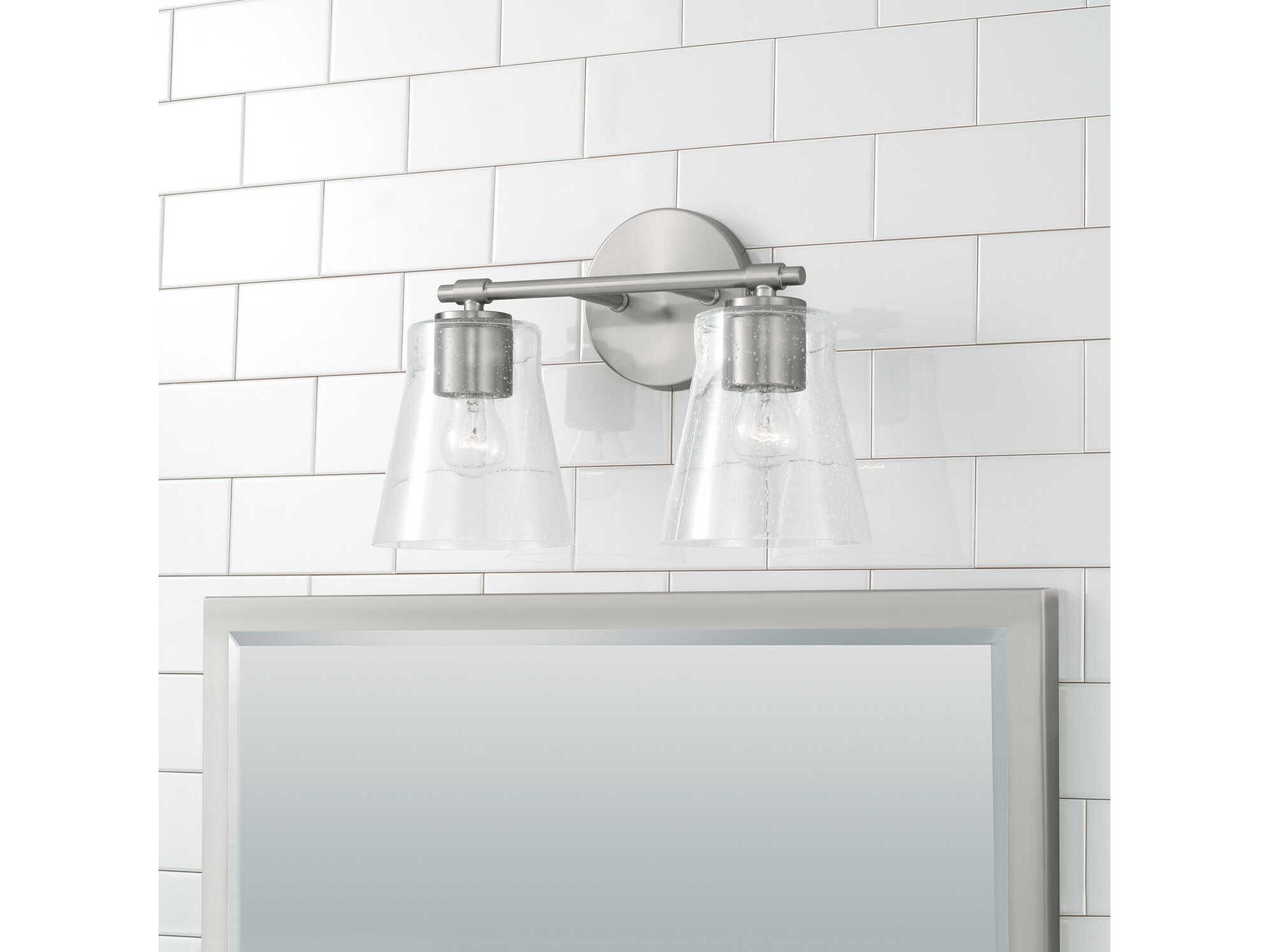 Capital Lighting Baker 2-Light Brushed Nickel Glass Vanity Light