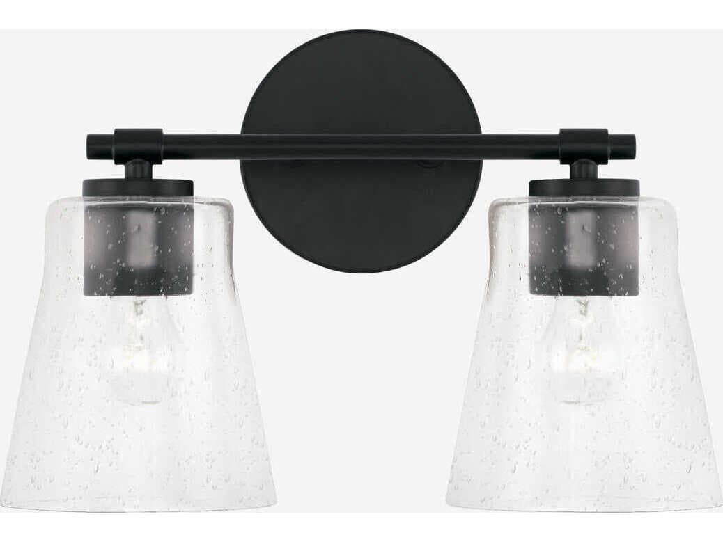 Capital Lighting Baker 2-Light Matte Black Glass Vanity Light