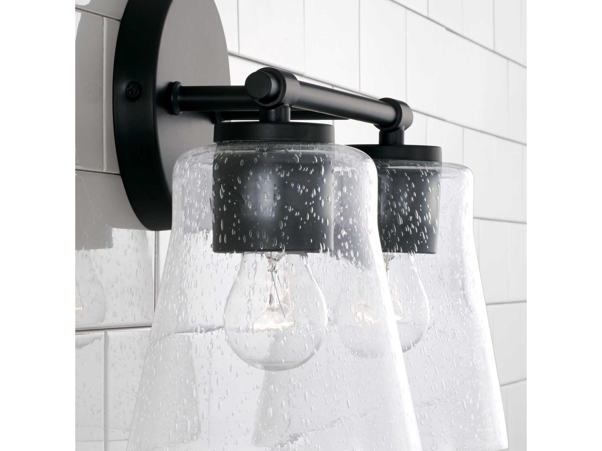 Capital Lighting Baker 2-Light Matte Black Glass Vanity Light