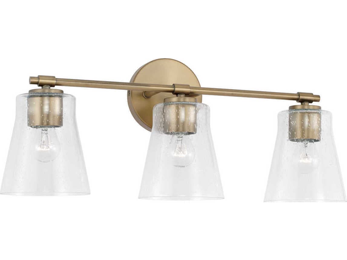 Capital Lighting Baker 3-Light Aged Brass Glass Vanity Light