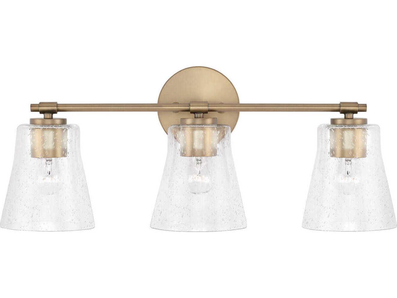 Capital Lighting Baker 3-Light Aged Brass Glass Vanity Light