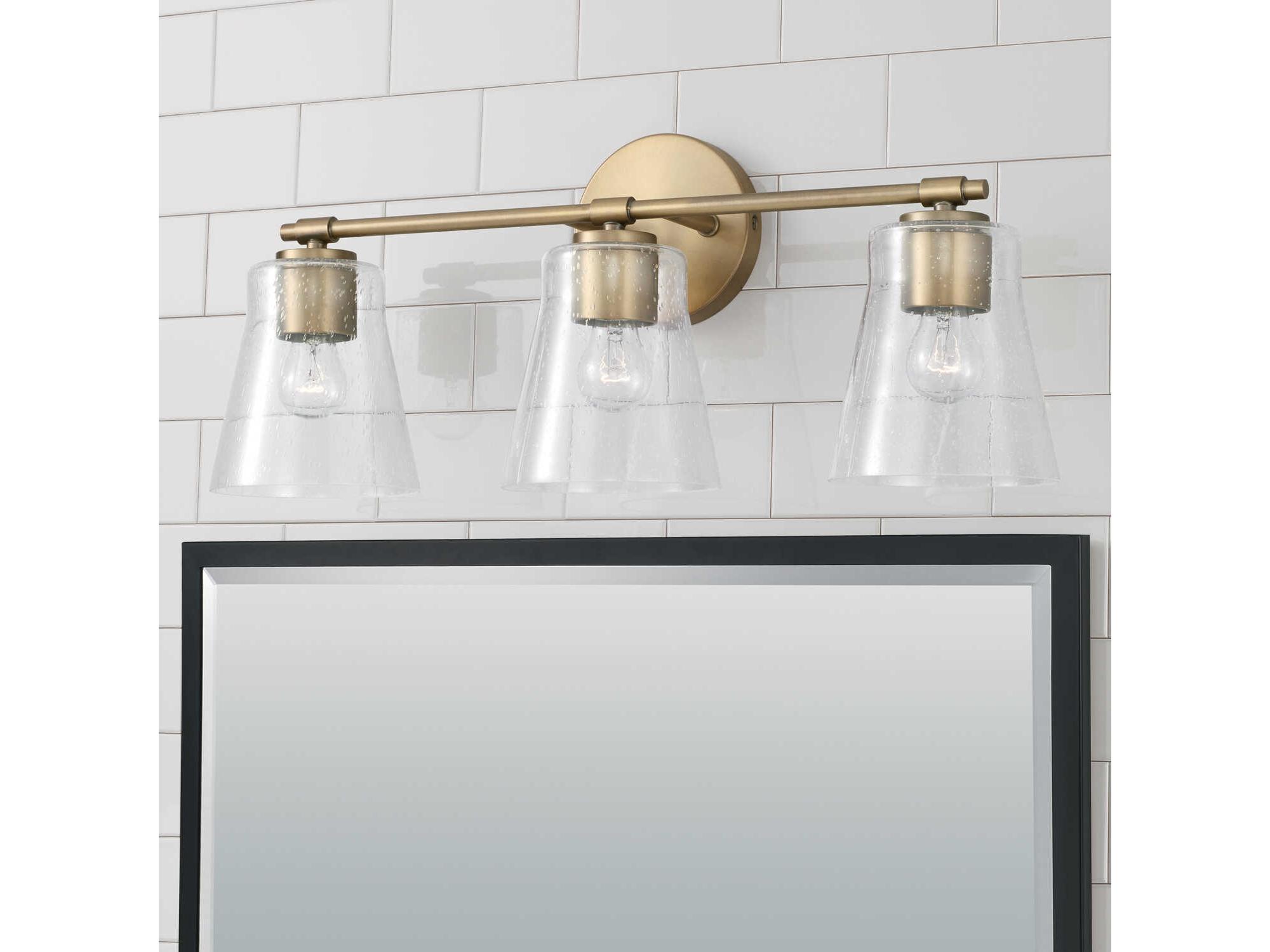 Capital Lighting Baker 3-Light Aged Brass Glass Vanity Light